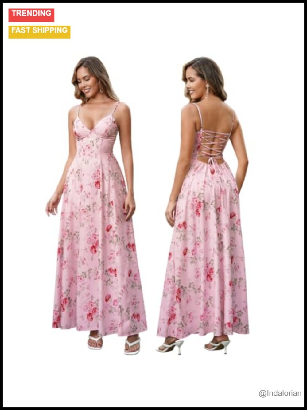 Floral Maxi Dress Boho Spaghetti Strap A-Line Women's Summer Beach